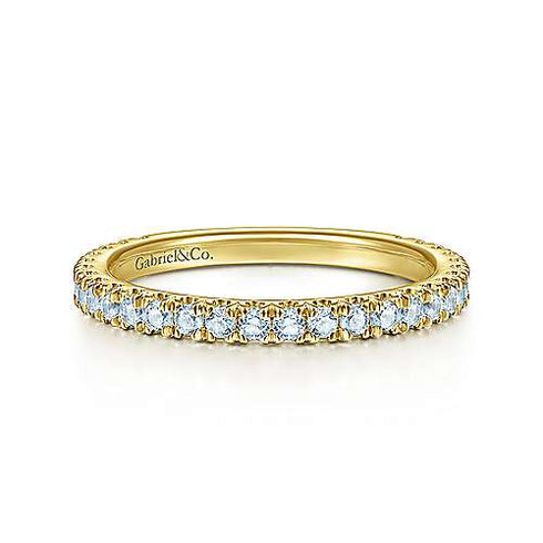 Gabriel & Co. Special Order Rings Yellow Gold Blue Topaz Stackable Birthstone Ring