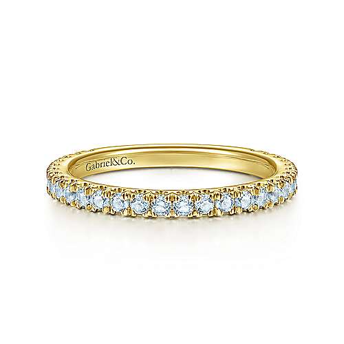 Gabriel & Co. Special Order Rings Yellow Gold Blue Topaz Stackable Birthstone Ring