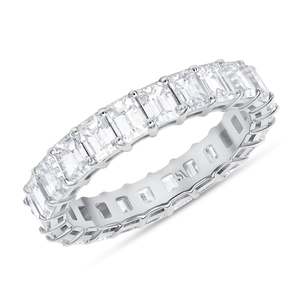 Rising Star Diamonds Rings 7 18K White Gold Emerald Cut Eternity Ring, 4.18ct