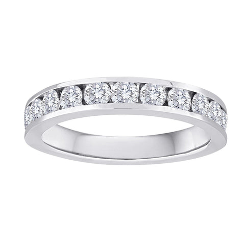 Vimco Rings 7 14K White Gold Channel Set Diamond Wedding Band, 1ct tdw