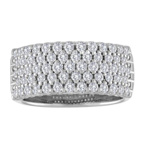Vimco Rings 14K White Gold Diamond Honey Comb Band - 1.25ct