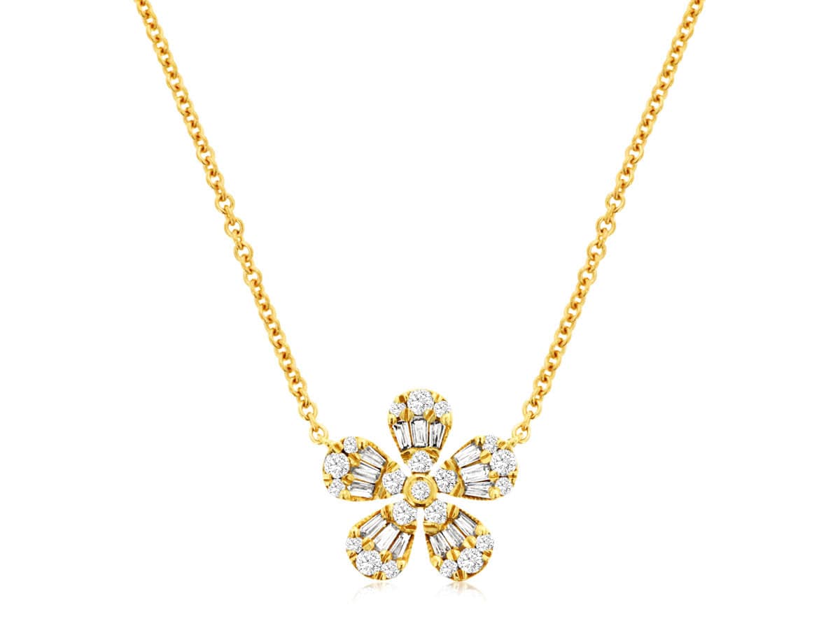 Gabriel & Co 14K White Gold Diamond Flower Pendant Necklace